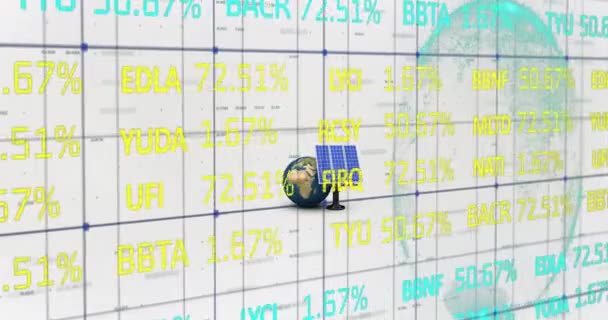 Animação Processamento Dados Sobre Globo Painel Solar Conceito Global Negócios — Vídeo de Stock