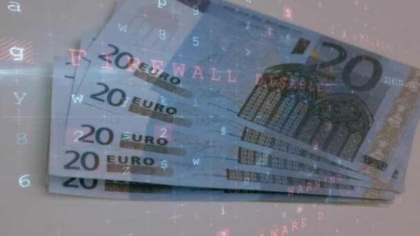 Animatie Van Gegevensverwerking Bankbiljetten Mondiaal Bedrijfs Gok Digitaal Interface Concept — Stockvideo