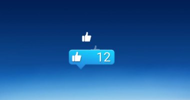 Mavi arkaplana düşen sosyal medya simgelerinin animasyonu. Sosyal medya ve iletişim konsepti dijital olarak oluşturulmuş video.