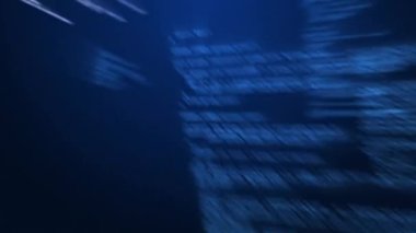 Parlak mavi arkaplan üzerinde bilgisayar veri işleme animasyonu. küresel hesaplama ve veri işleme kavramı dijital olarak oluşturulmuş video.