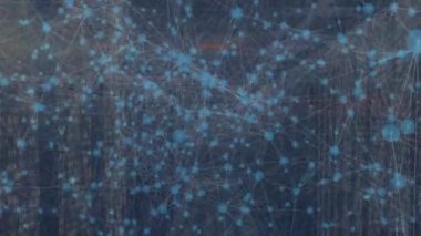 Sunucu odasındaki bağlantı ağının animasyonu. küresel iş ve dijital arayüz kavramı dijital olarak oluşturulmuş video.