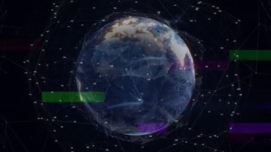 Dünya üzerindeki bağlantı ağının animasyonu. küresel iş ve dijital arayüz kavramı dijital olarak oluşturulmuş video.