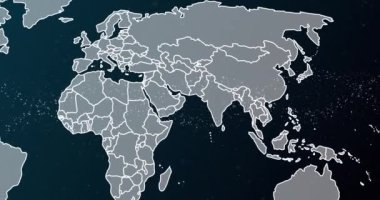 Animation of dna strand spinning over world map. global science, research and data processing concept digitally generated video.