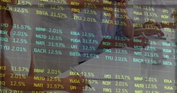 Processamento Dados Mercado Ações Meados Seção Grupo Empresários Diversificados Sala — Vídeo de Stock