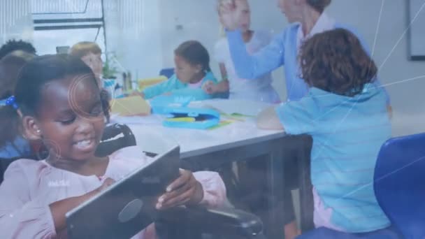 Animation Network Connections Diverse Group Pupils Female Teacher Education Learning — Wideo stockowe