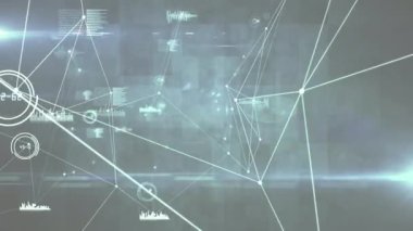 Animation of networks of connections with data processing over grey background. global networks, connections and data processing concept digitally generated video.