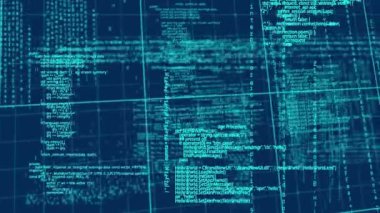 Donanma arka planında veri işleme animasyonu. bilgisayarlar, programlama, veri işleme ve teknoloji konsepti dijital olarak oluşturulmuş video.