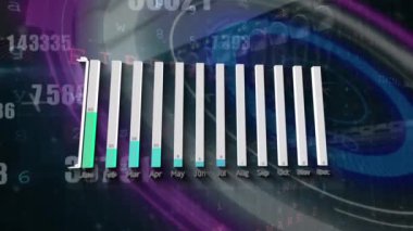 Siyah arkaplan üzerinden veri işleme ve tarama animasyonu. küresel iş ve dijital arayüz kavramı dijital olarak oluşturulmuş video.