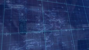 Donanma arka planında DNA olan dijital ekranın animasyonu. İnsan biyolojisi, bilim, veri işleme ve teknoloji konsepti dijital olarak oluşturulmuş video.