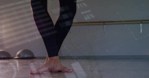 Анімація Обробки Даних Над Жіночими Ногами Балету Концепція Спортивної Фізичної — стокове відео