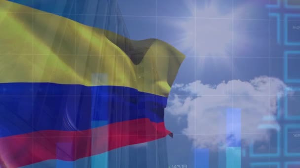 Animazione Del Trattamento Dei Dati Bandiera Della Colombia Concetto Globale — Video Stock
