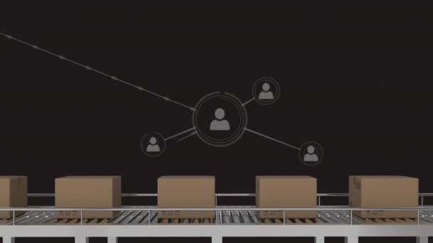 Animation Network Connections Boxes Conveyor Belt Global Delivery Connections Digital — Video
