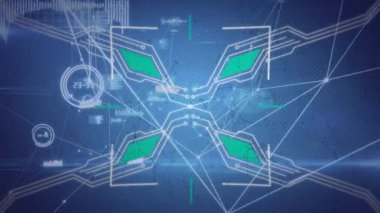 Veri işleme üzerinden bağlantı ağının animasyonu. Sosyal medya ve iletişim arayüzü kavramı dijital olarak oluşturulmuş video.
