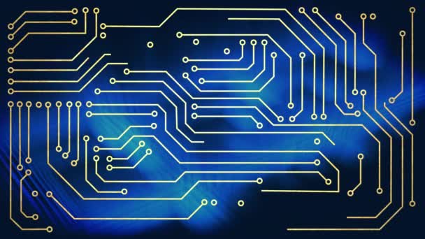 Animation Computer Circuit Board Shapes Black Background Global Technology Digital — Stok video