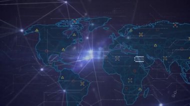 Siyah ve siyah takımyıldızlarda veri işleme üzerine moleküllerin ve takımyıldızların animasyonu. Bilim insan biyolojisi teknolojisi ve dijital arayüz konsepti dijital olarak oluşturulmuş video.