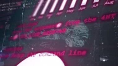 Siyah arkaplanda dijital anahtar üzerinde grafik ve veri işleme animasyonları. Veri işleme, dijital güvenlik ve teknoloji konsepti dijital olarak oluşturulmuş video.