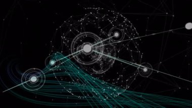 Siyah arkaplanla dünya arasındaki bağlantı ağının animasyonu. Dijital olarak oluşturulmuş küresel ağ, bağlantılar, iletişim ve teknoloji konsepti.