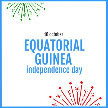 Ekvator Ginesi bağımsızlık günü metni ve renkli karalamalarıyla 10 Ekim 'in resmi. Beyaz arkaplan, kopyalama alanı, vektör, vatanseverlik, kutlama, özgürlük ve kimlik kavramı.