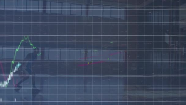 Animation Data Processing Male Basketball Player Gym Global Business Finances — Vídeo de Stock