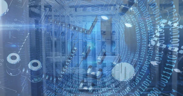 Image White Shapes Numbers Empty Server Room Digital Interface Global — Stockfoto