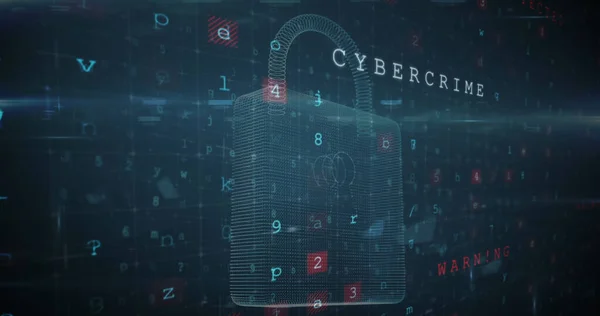 Image of scanning, numbers and online security padlock. global internet security, data processing, connections and digital interface concept digitally generated image.