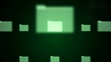 Dosya simgelerinin canlandırılması ve siyah arkaplan üzerindeki asma kilit. küresel iş, finans, bağlantılar ve dijital arayüz konsepti dijital olarak oluşturulmuş video.