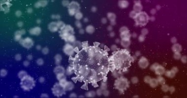 DNA yapısı ve covid-19 hücreleri renk değişimine karşı dönüyor. Covid-19 salgın hastalık ve tıbbi araştırma teknolojisi kavramı