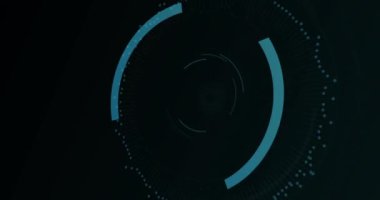 Güvenlik duvarının siyah arka plandaki işleme çemberindeki animasyonu. Veri işleme, dijital güvenlik ve teknoloji konsepti dijital olarak oluşturulmuş video.