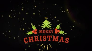 Yılbaşı kutlamalarının ve siyah arka planda yağan karın animasyonu. Noel kış geleneği ve dijital olarak üretilen video konsepti.