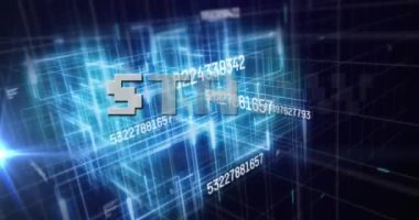 Veri işleme ve ışık yolları üzerinden metin başlatma animasyonu. küresel sosyal medya, hesaplama ve dijital arayüz konsepti dijital olarak oluşturulmuş video.