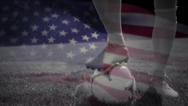 Animation Flag Usa Legs Male Soccer Player Sport Competition Celebration — Stock videók