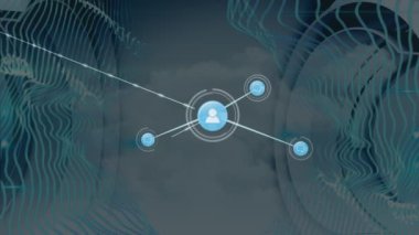 Dijital uzayda dalgalarla bağlantı ağının animasyonu. Dijital olarak oluşturulmuş küresel ağ, bağlantılar, iletişim ve teknoloji konsepti.
