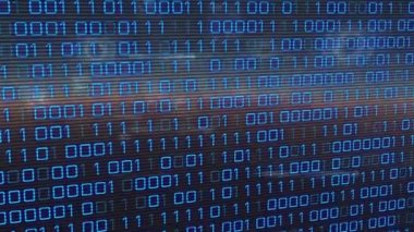 Siyah arkaplan üzerinde veri işleme animasyonu. küresel iş ve dijital arayüz kavramı dijital olarak oluşturulmuş video.