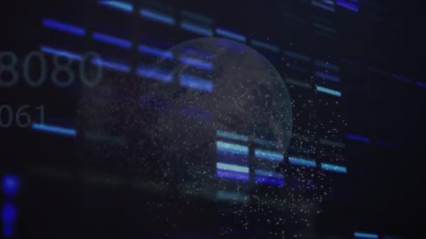 Animation Digital Screen Biological Data Globe Black Background Human Biology — Stock video