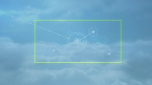 Animație Cadru Verde Prin Rețea Conexiuni Nori Procesarea Datelor Conexiunile — Videoclip de stoc