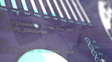 Arabanın yakıtının üzerinde veri işleme animasyonu. Küresel teknoloji ve dijital arayüz konsepti dijital olarak oluşturulmuş video.