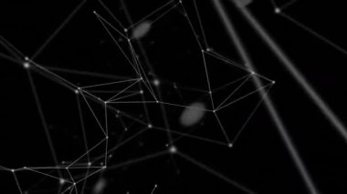 Bağlantılar ağının dijital animasyonu ve siyah arkaplan karşısında dönen dünya. Küresel ağ teknolojisi kavramı