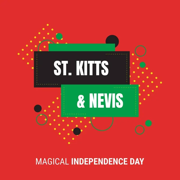 Immagine Gattini Nevis Magico Giorno Indipendenza Sfondo Rosso Con Forme — Foto Stock