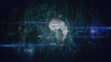 Siyah arka planda yüzen insan beyniyle bağlantı ağının animasyonu. Dijital arayüz teknolojisi ve ağ konsepti dijital olarak oluşturulmuş video bağlantıları.