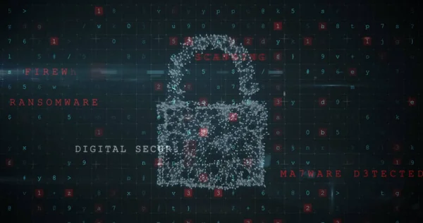 Image Scanning Numbers Online Security Padlock Global Internet Security Data — Stockfoto