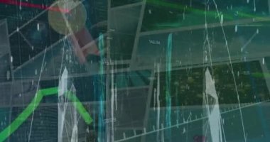 Çok farklı videolarda veri işleme ve bağlantı ağlarının animasyonu. Küresel teknoloji, bilgisayar ve dijital arayüz kavramı dijital olarak oluşturulmuş video.