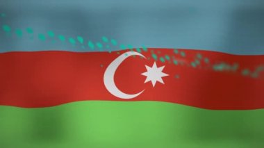 Azerbaijan bayrağı üzerinde veri işleme animasyonu. Küresel iş, bilgisayar ve dijital arayüz kavramı dijital olarak oluşturulmuş video.