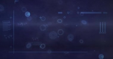 Siyah arkaplanda veri işleme ve tarama animasyonu. Küresel teknoloji ve dijital arayüz konsepti dijital olarak oluşturulmuş video.