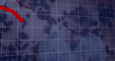 Kafkasyalı iş adamının veri işleme animasyonu. küresel iş ve dijital arayüz kavramı dijital olarak oluşturulmuş video.