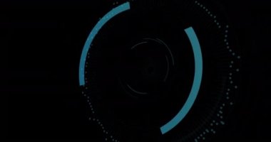 Animation of digital cloud with padlock in processing circle on black background. Data processing, digital security and technology concept digitally generated video.