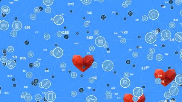 Dünyasının Simgeleriyle Olan Bağlantıların Animasyonu Yılbaşı Flaşı Sevgililer Günü Kutlaması — Stok video