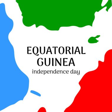 Ekvator Ginesi 'nin bağımsızlık günü metninin kırmızı, yeşil ve mavi karalamaları, kopyalama alanı. Beyaz arkaplan, kopyalama alanı, vektör, vatanseverlik, kutlama, özgürlük ve kimlik kavramı.