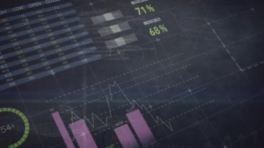 Siyah arkaplan üzerinde veri işleme animasyonu. küresel iş ve dijital arayüz kavramı dijital olarak oluşturulmuş video.