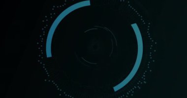 Siyah zemin üzerinde işlem çemberindeki parmak izlerinin animasyonu. Veri işleme, dijital güvenlik ve teknoloji konsepti dijital olarak oluşturulmuş video.