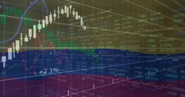 Taşınırken finansal veri işleme animasyonu. Küresel finans iş bağlantıları veri işleme ve teknoloji konsepti dijital olarak oluşturulmuş video.